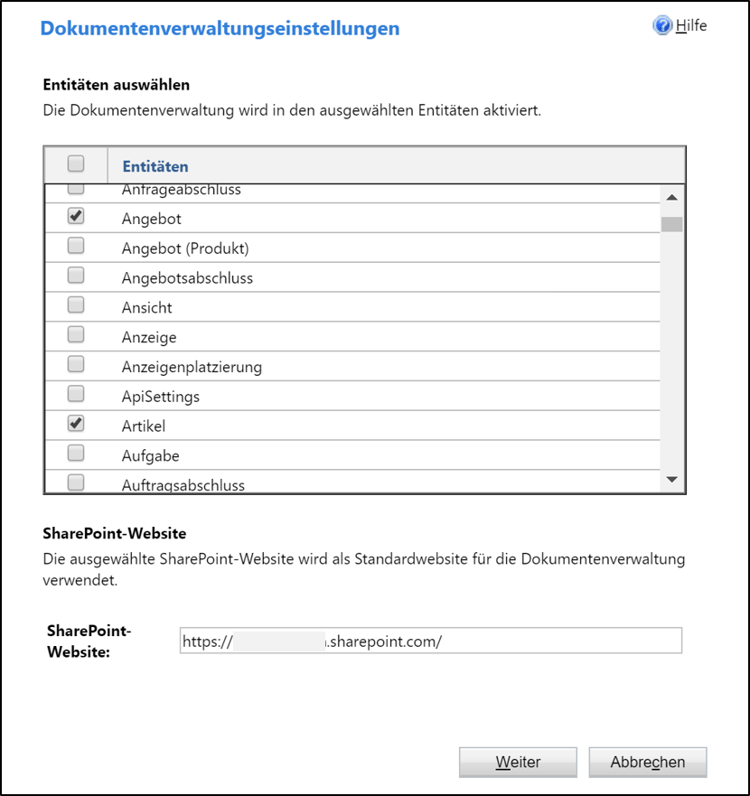 So integrieren Sie Dynamics 365 Sales (CRM) mit Microsoft SharePoint.