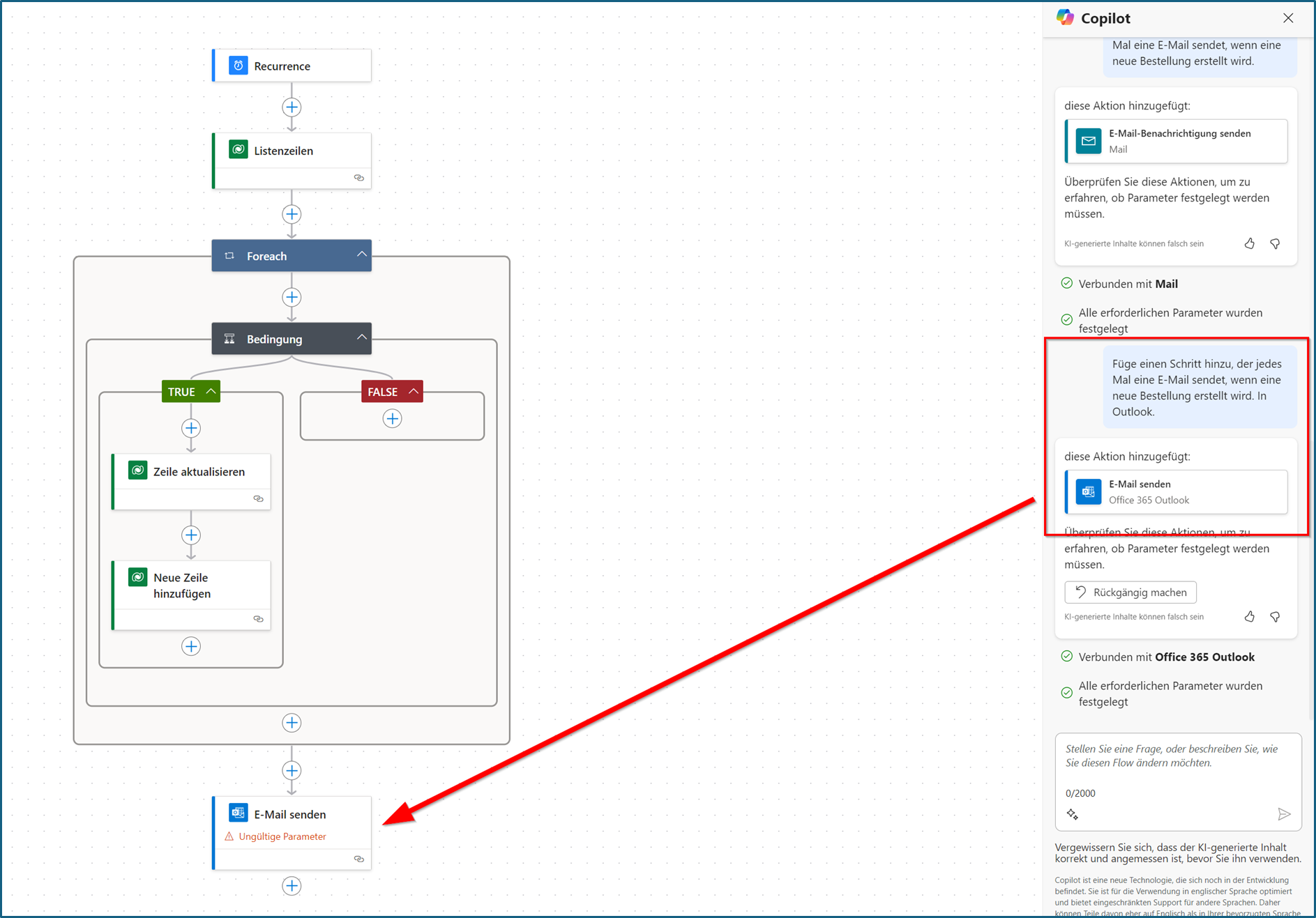 Flow-Erstellung mit Power Automate und Copilot