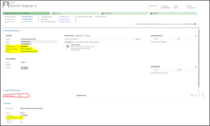 Leads in Microsoft Dynamics 365 automatisiert bewerten Leads in Microsoft Dynamics 365 automatisiert bewerten