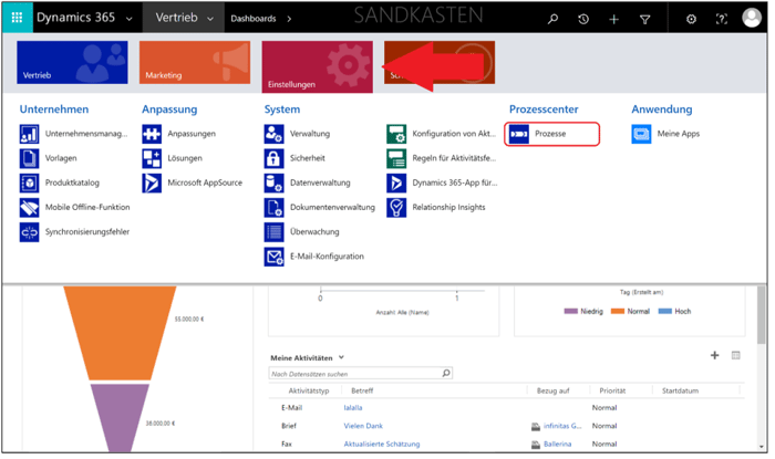 Arbeiten mit Geschäftsprozessflüssen in Microsoft Dynamics 365