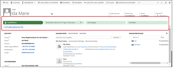 Arbeiten mit Geschäftsprozessflüssen in Microsoft Dynamics 365