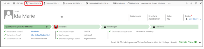 Arbeiten mit Geschäftsprozessflüssen in Microsoft Dynamics 365