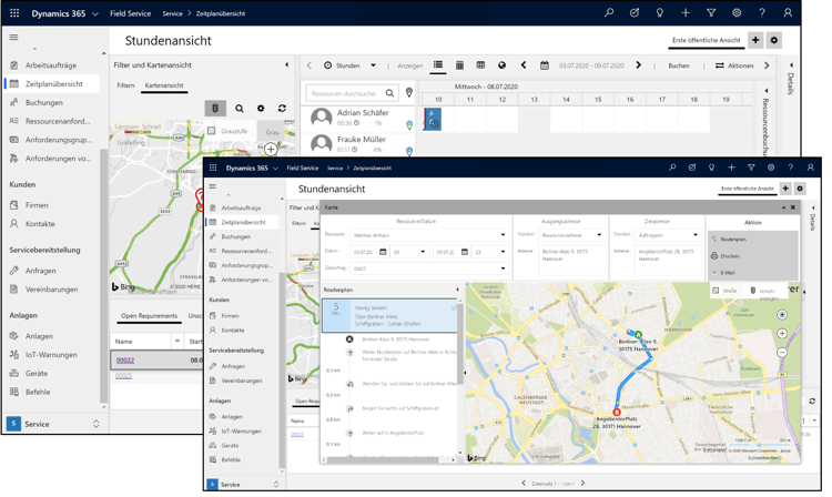 Microsoft_Dynamics_365_Field_Service_Demo_System_Routenplanung